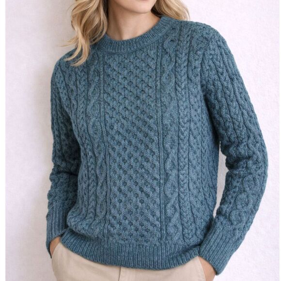 Aran Sweater Market Sweaters - Aran Sweater Market Ireland Cable Knit Wool Sweater XXL Green Blue Fisherman